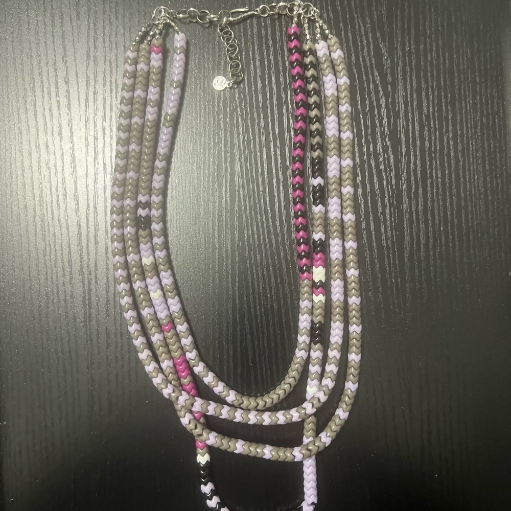 Sassy Jones Pink and Purple Braided Necklace